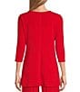 Eva Varro Five Beams Crew Keyhole Neck 3/4 Sleeve Knit Tunic, Color:Red - Image 2