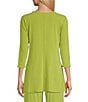 Color:Green - Image 2 - Five Beams Crew Keyhole Neck 3/4 Sleeve Knit Tunic