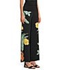 Eva Varro Coordinating Floral Motif Flat Front Wide Leg Pull-On Pants, Color:Nexo - Image 3