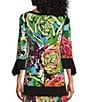 Color:Rocita - Image 2 - Floral Print Knit Jersey Round Neck 3/4 Sleeve High-Low Coordinating Tunic