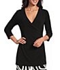 Eva Varro Fold Over V-Neck 3/4 Sleeve Tunic - Image 1