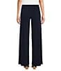 Eva Varro Knit Elastic Waist Wide Leg Pants, Color:Navy - Image 2