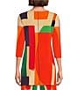 Color:Travis - Image 2 - Knit Jersey Abstract Geometric Print Boat Neck 3/4 Sleeve Long Coordinating Tunic