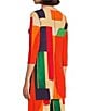 Color:Travis - Image 4 - Knit Jersey Abstract Geometric Print Boat Neck 3/4 Sleeve Long Coordinating Tunic