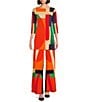 Color:Travis - Image 5 - Knit Jersey Abstract Geometric Print Boat Neck 3/4 Sleeve Long Coordinating Tunic