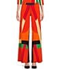 Color:Travis - Image 1 - Knit Jersey Abstract Geometric Print Straight-Leg Coordinating Pull-On Pants