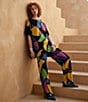 Eva Varro Knit Jersey Abstract Multi-Color Print Pull-On Bell Bottom Pants - Image 4