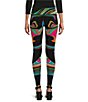 Color:Danica - Image 2 - Knit Jersey Abstract Wave Print High Waisted Double-Layered Leggings
