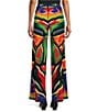 Color:Atlantis - Image 2 - Knit Jersey Colorful Stained Glass Print Wide Leg Pull-On Coordinating Pants