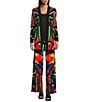 Color:Atlantis - Image 3 - Knit Jersey Colorful Stained Glass Print Wide Leg Pull-On Coordinating Pants