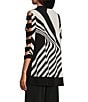 Color:Winston - Image 4 - Knit Jersey Geometric Print Crew Neck Cut Out 3/4 Sleeve High-Low Hem Tunic
