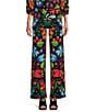 Color:Marilyn - Image 1 - Knit Jersey Mod Floral Print Pull-On Coordinating Palazzo Pants