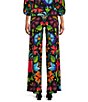 Color:Marilyn - Image 2 - Knit Jersey Mod Floral Print Pull-On Coordinating Palazzo Pants