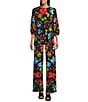 Color:Marilyn - Image 3 - Knit Jersey Mod Floral Print Pull-On Coordinating Palazzo Pants