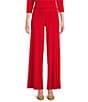 Color:Red - Image 1 - Knit Jersey Straight Wide-Leg Pull-On Pants