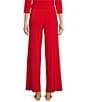 Color:Red - Image 2 - Knit Jersey Straight Wide-Leg Pull-On Pants