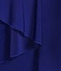 Color:Monarch Blue - Image 4 - Knit Jersey V-Neck Short Sleeve Asymmetric Ruffle Cascade Tunic