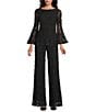 Eva Varro Coordinating Lace Elastic Waist Wide Leg Double Layer Pants, Color:Black Lace - Image 3