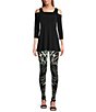 Color:Anita - Image 3 - Marbled Swirl Print Knit Jersey High Waisted Coordinating Double Layered Leggings