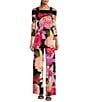 Color:Rita - Image 3 - Mixed Floral Print Knit Jersey Elastic Waist Wide-Leg Pull-On Pants