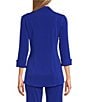 Eva Varro Notch Lapel 3/4 Sleeve High Low Jacket, Color:Monarch Blue - Image 2
