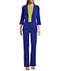 Eva Varro Notch Lapel 3/4 Sleeve High Low Jacket, Color:Monarch Blue - Image 3