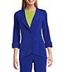 Eva Varro Notch Lapel 3/4 Sleeve High Low Jacket, Color:Monarch Blue - Image 4