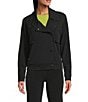 Eva Varro Notch Lapel Long Sleeve Double-Breasted Pilot Jacket, Color:Black - Image 2
