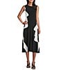 Eva Varro Profile Print Crew Neck Sleeveless A-Line Midi Dress, Color:Profiles - Image 1