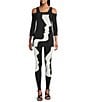 Eva Varro Profiles Print High Waist Coordinaitng Single Layered Leggings, Color:Profiles - Image 3