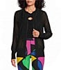 Eva Varro Textured Mesh Knit Round Neck Long Sleeve Zip-Front Jacket - Image 1
