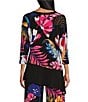 Color:Meghan - Image 2 - Tropical Floral Print Knit Jersey Boat Neck 3/4 Sleeve Asymmetric High-Low Hem Coordinating Tunic