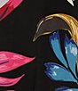 Color:Meghan - Image 4 - Tropical Print Knit Jersey Boat Neck 3/4 Sleeve Side Slit Midi Dress