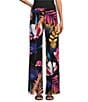 Color:Meghan - Image 1 - Tropical Print Knit Jersey Elastic Waist Coordinating Wide-Leg Pull-On Pants