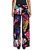 Color:Meghan - Image 2 - Tropical Print Knit Jersey Elastic Waist Coordinating Wide-Leg Pull-On Pants
