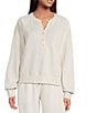 Every Coordinating Knit Henley Long Sleeve Button Front Sweatshirt, Color:Birch - Image 2