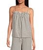 Every Coordinating Knit Striped Square Neck Sleeveless Babydoll Top - Image 1