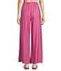 Every Coordinating Striped Pocketed Pull-On Wide Pants, Color:Fuchsia - Image 2