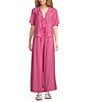 Every Coordinating Striped Pocketed Pull-On Wide Pants, Color:Fuchsia - Image 3