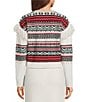 Every Coordinating Wool Blend Geometric Print Fringe Knit Crew Neck Long Sleeve Shirt, Color:Multi - Image 2