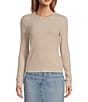 Color:Warm Taupe - Image 1 - Crew Neck Long Sleeve Ribbed Knit Shirt