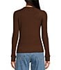 Color:Coffee - Image 2 - Crew Neck Long Sleeve Ribbed Knit Shirt