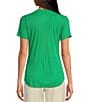Color:Green - Image 2 - Crew Neck Ribbed Short Sleeve Shirttail Hem Tee Shirt