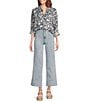 Every Denim High Rise Pleated Straight Hem Waist Jeans, Color:Light Blue - Image 3