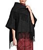 Every Fringe Woven Draped Scarf Poncho - Image 1