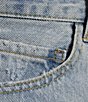 Color:Light Indigo - Image 4 - High Rise Front Zipper Button Unhemmed Denim Shorts