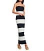 Every Kellwood Stripe Knit Strapless Sleeveless Midi Sheath Dress - Image 1