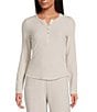 Every Knit Henley Long Sleeve Button Front Shirt, Color:Heather Oat - Image 1