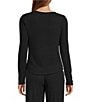 Every Knit Henley Long Sleeve Button Front Shirt, Color:Black - Image 2