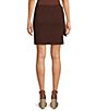 Color:Espresso - Image 2 - Knit High Waisted Side Tie Faux Wrap Pull-On Mini Skirt